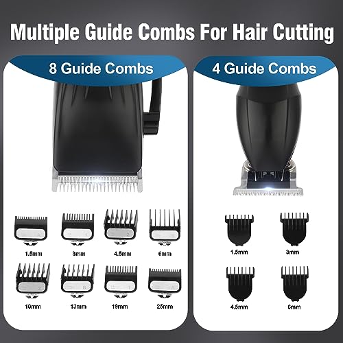 Professional Hair Clippers Trimmer Kit,Cordless Hair Clippers for Men,Barber Fading Clipper and Zero Gap T-Blade Trimmer Set with LED Display for Mens Gifts (Black)