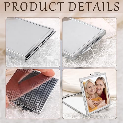 Framendino, 12 Pack Sublimation Folding Compact Mirror Blank Square for Women Makeup Travel Pocket