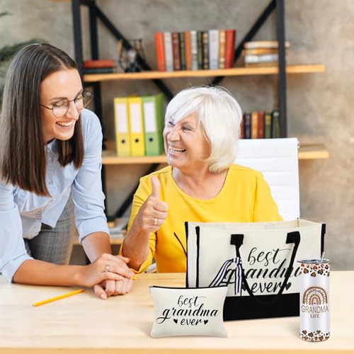 Paterr 7 Pcs Best Grandma Nana Gifts 20oz Stainless Steel Tumbler Tote Bag Sock Keychain Gift Card for Birthday Mother's Day