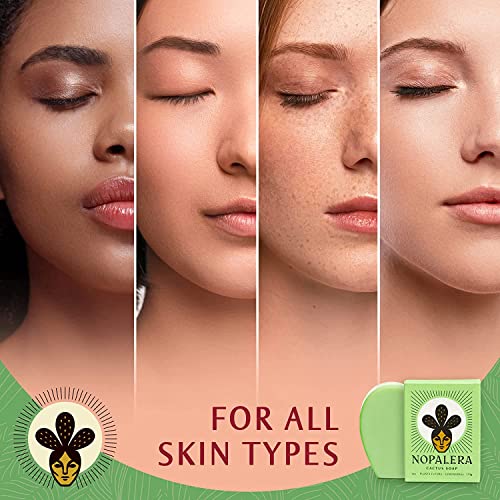 Nopalera Bar Soap, Lemongrass Essential Oils - Natural Body and Face Cleanser, Moisturizing and Exfoliating, Soft Skin Care Made With Clean, Vegan Ingredients, 4 oz