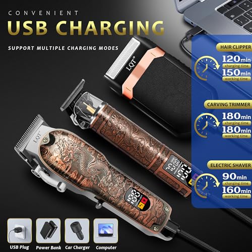 HIENA PRO Professional Hair Clipper Set, Electric Foil Shavers and Beard Trimmers, Ear, Rechargeable Cordless Barber Kit and Hair Cutting Set, Nose Hair Trimmer Set & Facial Grooming Tool