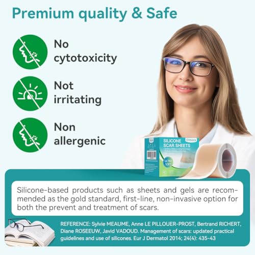 Dimora Medical Grade Silicone Scar Sheets - Ultra Soft Silicone Scar Tape (1.6¡±x120" Roll), Waterproof Scar Treatment for Surgical Scars, C Section, Tummy Tuck, Keloid Treatment