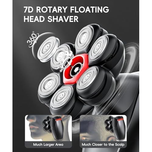 Head Shavers for Bald Men, 7D Head Shaver with LED Display, 3 Adjustable Modes, 10000 RPM High Speed Motor, IPX8 Waterproof, USB Fast Charging