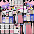 Acrylic Nail Kit with liquid Monomer,6 colors Glitter Acrylic powder UV Lamp for Beginners with Everything Nail Supplies (White)
