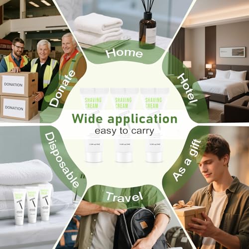 100 Shaving Cream Bulk Travel 10ml/0.35fl oz,Disposable Shaving Cream in Bulk Travel Shave Cream for Hotel Homeless,White Tea