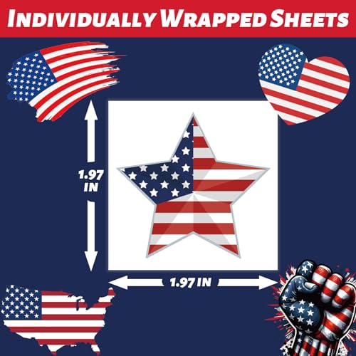 winthrop 240 Pcs 4th of July Temporary Tattoos for Kids - Individually Wrapped, Waterproof & Safe USA Flag & Election Designs, Perfect for Independence Day, 60 Unique Patterns