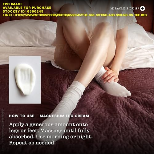 Miracle Plus Magnesium Cream For Leg Relief | Magnesium Lotion Calming Leg Cream Herbal Moisturizer Topical Body Butter Soothes + Calms Sensations, Itching, & Shaking, 8 Oz