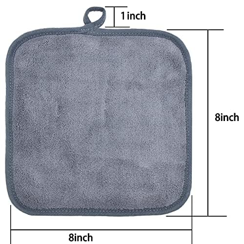 Makeup Remover Cloths for Face, Eye, Lips - Reusable Makeup Remover Pads Soft Microfiber Facial Cleansing Cloths 8 x 8 inch 12 Pack (Gray)