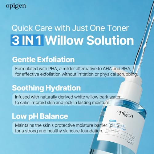 Low pH Willow PHA 5% Exfoliating Toner, Gentle Daily Toner for Brightening, Smoothing, and Clearer-Looking Skin, 7.1 Fl Oz Korean Skin Care
