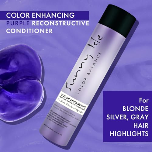 Sunny Isle Purple Reconstructive Conditioner - For Blonde, Silver, Gray Hair, Paraben & Sulfate Free - 10.1oz