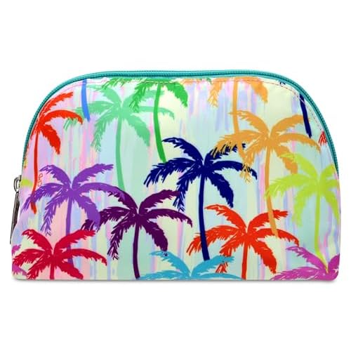 iscream + Corey Paige 8.25" x 5" Fully Lined Wide Zipper Opening Cosmetic Bag - Palm Trees