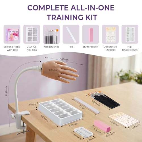 Beginners Practice Hand for Acrylic Nails: Realistic Silicone Nail Hand Practice with Flexible Fingers - Fake Training Hand Mannequin Hand for Nail Techs