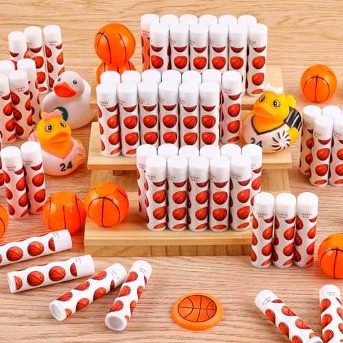 DMSKY 60 Pcs Lip Balm Bulk, Basketball Party Favors for Team Gifts for Players Teen Girls Boys Sports Party Supplies