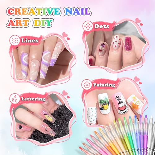 36 Colors Nail Art Pen Set,3D Acrylic Nails Art Markers Pens,Quick Dry Nail Doodle Pens for Home & Salon DIY Nail Art £¨1.0 mm Pen Nib£©