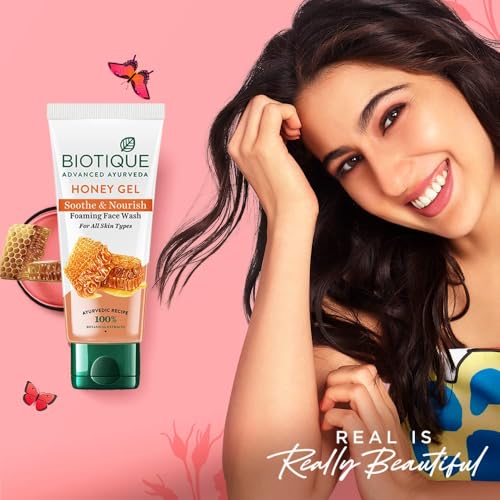 Biotique Bio Honey Gel Refreshing Foaming Face Wash, 150ml/ 5.07 Oz. I All Skin Type I Enriched with Honey Powerful Cleanser, Brightens Complexion, Boosts Skin Tone