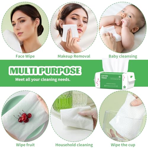 Disposable Face Towel, 100 Count Biodegradable Face Towels, for Washing Soft Cotton Dry Wipes Facial Cloths Towelettes for Washing and Drying, Facial Tissue for Cleansing