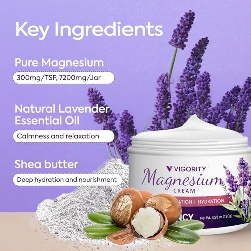 Vigority Magnesium Cream Lotion for Mama & Baby Kids Bundle - Bedtime Calming with Natural Ingredients, Lavender Oil, Shea Butter & Vitamins - Soothing Relief, Safe for Kids