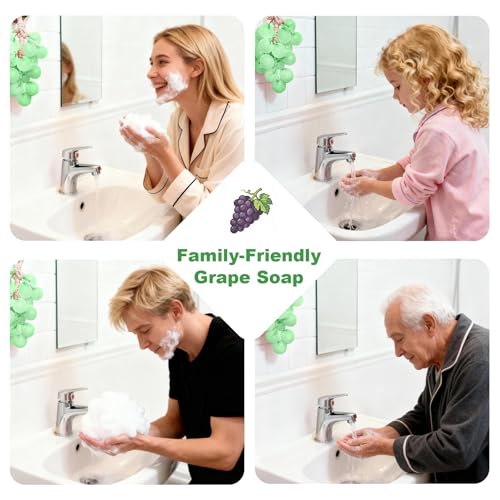 Grape Soap on a Rope, Grape-Shaped Decorative Handmade Soap with Light Fragrance, Enhances Bathroom Decor, Aesthetic Display & Gentle Hand Wash for Holiday & Housewarming Gifts (1, Gree)