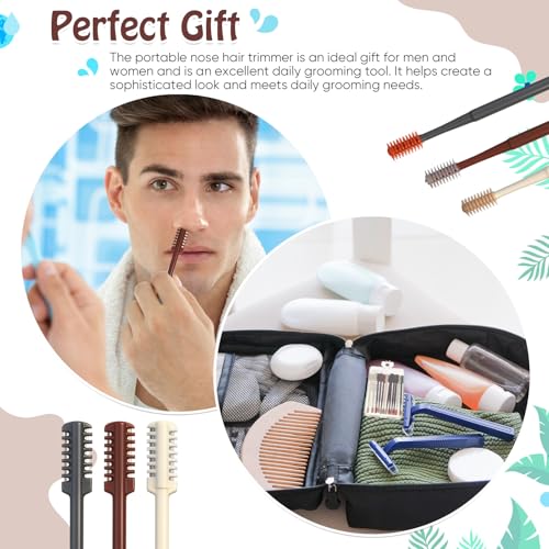 24 Pcs 2 in 1 Nasal Hair Cutter 2026 Upgrade Design Double Sided Nose Hair Trimmer for Men Women Portable 360¡Æ Rotating Manual Nose Nasal Knife Soft Cleaning Brush Box Package (Multicolor)