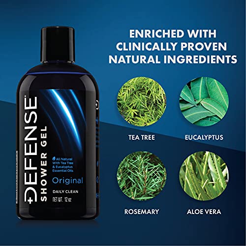 Defense Soap Shower Tools Set & Defense Soap Organic Tea Tree Body Wash | All Natural Shower Gel with Tea Tree Oil, Eucalyptus Oil, and Aloe Vera. Wrestling Inspired, for All Mens & Womens Skin Types