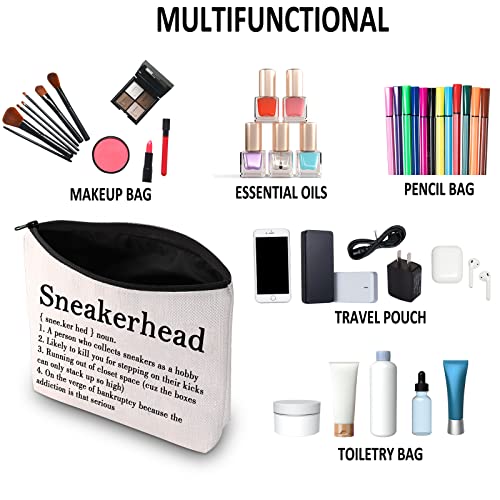 G2TUP Shoes Lover Gift Sneakerhead Definition Makeup Bag Snkr Fan Cosmetic Bag Sneaker Gift Shoes Fan Zipper Travel Pouch (Sneakerhead Definition White Bag)