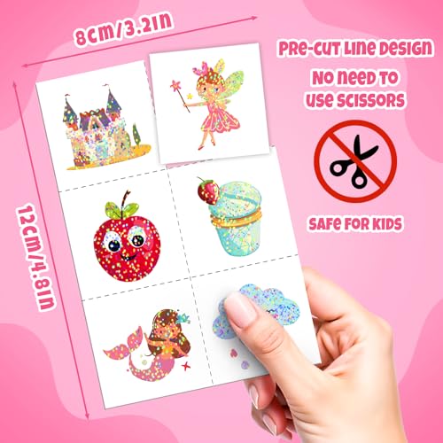 EMOME 204 Styles Glitter Tattoos for Kids, Mixed Temporary Tattoos for Kids, Individually Wrapped Mermaid Princess Butterfly Unicorns Stickers for Grils Birthday Party, Halloween Goodie Bag Stuffers