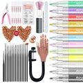 Saviland Nail Art Supplies with 12pcs Nail Art Pens Set and Practice Hand for Acrylic Nails