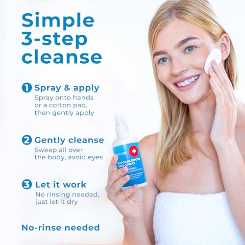 Hypochlorous Acid Spray (8oz, 2 packs), HOCL Facial Cleanser Acne Spray for Face, Body, Eczema, Pimples, Breakouts & Overall Skin Recovery (Reduces Redness)
