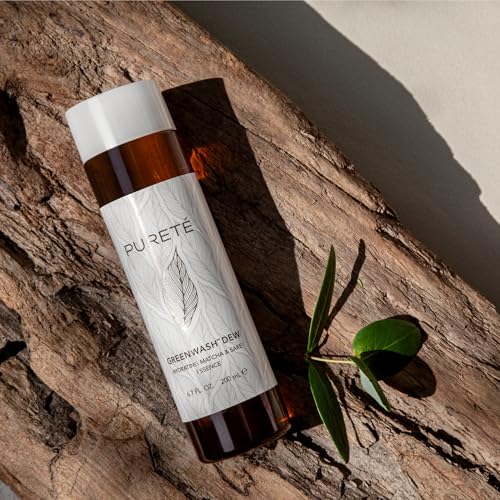 Puret? Greenwash Dew Essence infused with ECOCERT Matcha & Fermented Sake | Anti-Oxidant Hydrating Treatment Toner for Post-Cleansed Skin | Made in Japan | 6.7 oz.