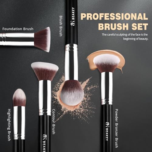 BEAKEY Makeup Brush Set Professional & Makeup Brush Drying Rack,Makeup Brush Holder - Black