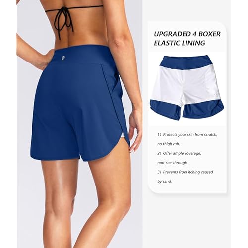 G Gradual Women's 5" High Waisted Swim Board Shorts Quick Dry UPF 50+ Swimming Beach Shorts for Women with Liner Pockets