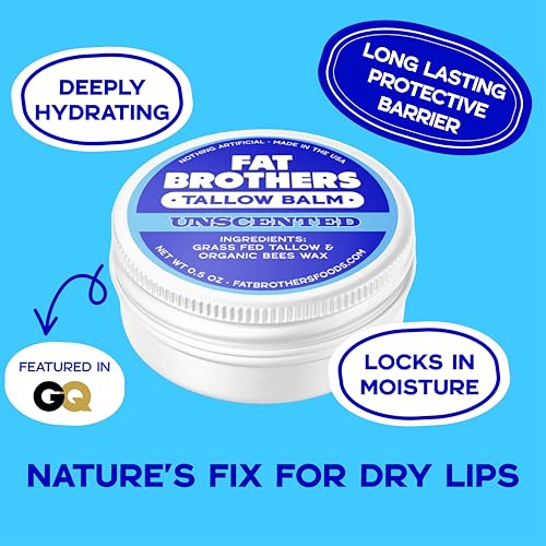 Tallow Balm ? 2-Ingredient (Beef Tallow + Organic Beeswax), Unscented, .5 oz Metal Tin (3X Larger Than Standard Tubes), Pure, Petroleum-Free, Ultra-Moisturizing - 2 pack