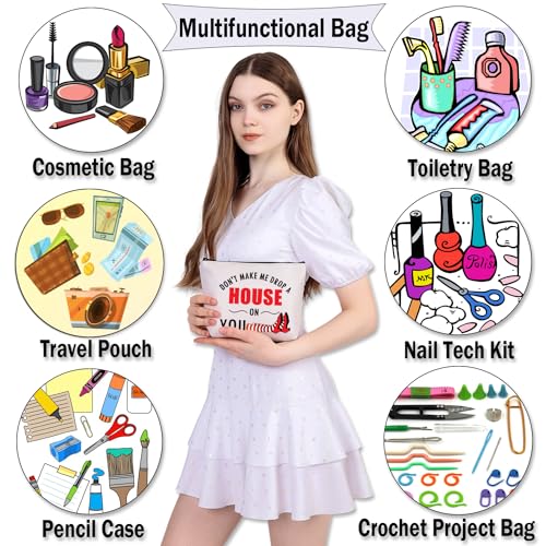BDPWSS Don't Make Me Drop a House On You Wizard Fans Makeup Bag for Women Friend (Drop a house bag)