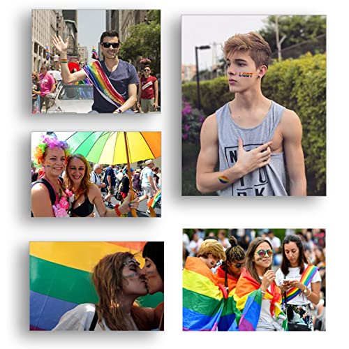 HAOYAN 40 Sheets LGBT Pride Day Temporary Tattoo Sticker Rainbow Pattern Love is Love Flash Waterproof Fashion Body Art Men Women Child
