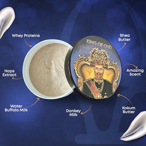 Wholly Kaw Shaving Soap | Luxury Dense, Rich & Creamy Lather Tallow Wet Shave Puck Notes of Bergamot Lemon Clary Sage Rose Pink Pepper Galbanum, Oud | Grooming and Skincare for Men 4 oz - King of Oud