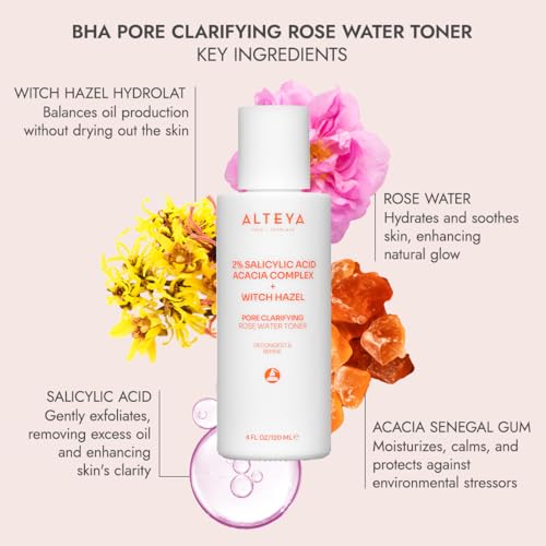 Alteya Organics BHA Pore Clarifying Rose Water Toner (2% Salicylic Acid Acacia Complex Plus Witch Hazel)