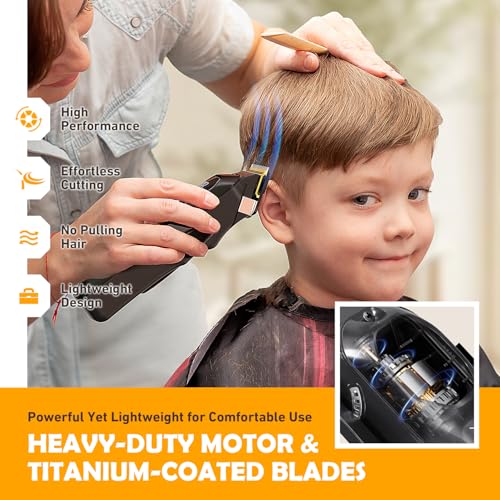 Professional Cordless Hair Clippers for Men- Hair Cutting Kit for Barbers & Family, Wireless Beard Hair Trimmers Set with LED Display, Rechargeable Hair Cutting Machine for Family (Black)