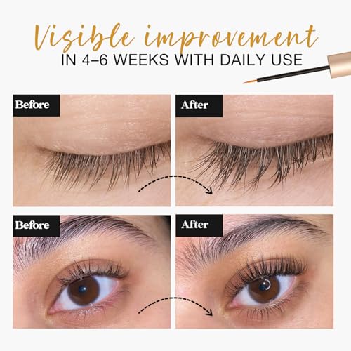 Eyelash Growth Serum, Lash & Brow Serum: Peptide Lash & Brow Enhancer for Fuller, Longer-Looking Lashes & Brows ? Ginseng & Amino Acids ? 3 mL
