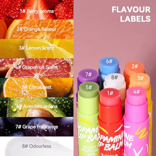 8 Pack Lip Blam Set, Natural Lip Care for Moisturizing Hydrating Repairing Dry - 8 Flavors - Fruits