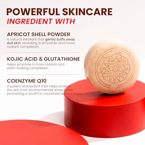 Koji White Kojic Acid Bump Eraser Body Scrub Soap for Exfoliation Butt, Elbow, Underarm with Glutathione, Coenzyme Q10, Skin Brightening for Fade Dark Spots, Fine Lines and Wrinkles, 2.82 oz (2 Bars)