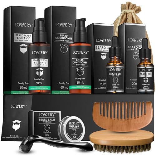 Gifts for Men Beard Grooming Kit, Holiday Gift Beard Kit Set with Beard Oil, Balm, Wash, Brush, Comb & More, Mens Gifts for Him, Dad, Birthday, Boyfriend, Husband, Man