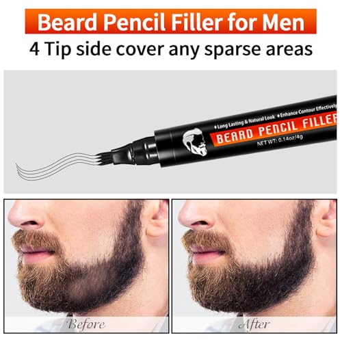 Beard Shaper for Men Beard Shaping Tools - Gifts for Men Beard Template Guide, Straight Edge Razor, 10 PCS Double Edge Blade, Barber Pencil, Beard Comb, Stainless Steel Scissor Mustache Lineup Tools