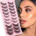 Uranian False Eyelashes with Glitter Natural Look Faux Mink Lashes Fluffy Wispy Fake Eyelashes Thick Lash Clusters Eye Lash Extension Luxury Rhinestone False Eye Lashes for Women (10 Pairs)