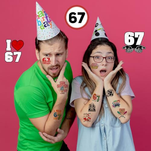 Six Seven Stickers Tattoos Funny 6 7 Temporary Tattoos Stickers 96PCS Number Funny Six Seven Donut Ice Cream Baseball Meme 6 7 Elf Santa Christmas Gifts for Kids Teens Adults