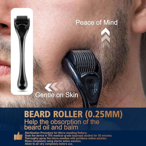 Beard Care Kit for Men - Premium Grooming & Care Set with Beard Wash, Oil, Balm, Brush, Massager Roller and Scissors - Gift Ready Kit for Him Husband - Father's Day Valentine's Day Christmas