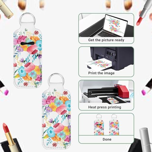 120 Pcs Sublimation Lipstick Holder Keychain with Key Ring Heat Transfer Blank Travel Keychain Small Items Organizer for Women Travel Supplies