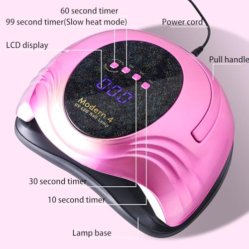 Limegirl UV Nail Lamp - Pearlescent Version, Professional Nail Dryer with 4 Timer, Powerful Dual UV & LED Lamp Beads and Auto Sensor, Fast Curing Gel Lamp, Salon Home Manicure Kit (Pearl Pink)
