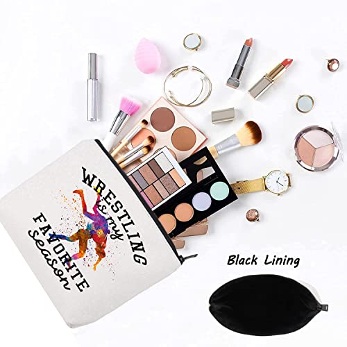 LEVLO Wrestling Sport Cosmetic Make Up Bag - Multicolor Zipper Pouch - Travel Cosmetic Case - Women-Travelers