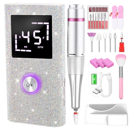 CozyZen Cordless Electric Nail Drill, 45000 RPM Rechargeable Diamond E-File, Portable & Low Noise for Acrylic/Gel Nails, Manicure & Pedicure - Professional & Home Use