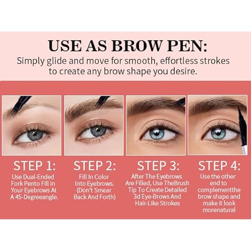2-in-1 Brow Pen & Liquid Eyeliner ? Waterproof Brow Pencil with Fine Microblading Tip, Natural Hair-Like Strokes, Long Lasting, Smudge-Proof Dual-Ended Design(03 DARK BROWN)